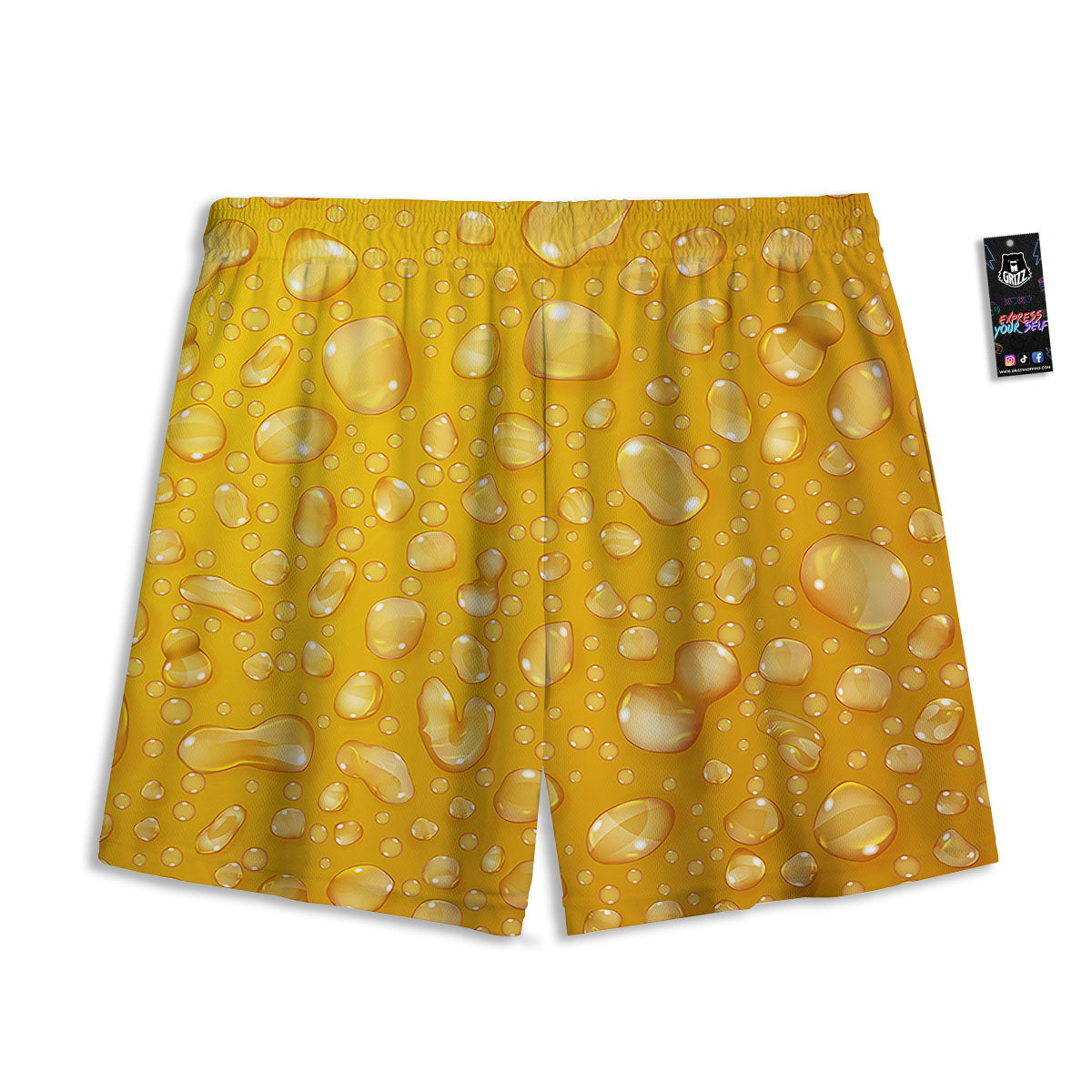 Drops Water On Beer Glass Print Mesh Shorts