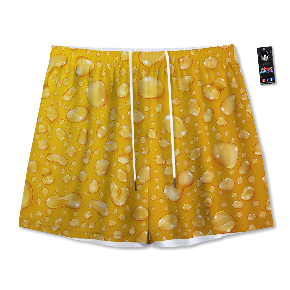Drops Water On Beer Glass Print Mesh Shorts