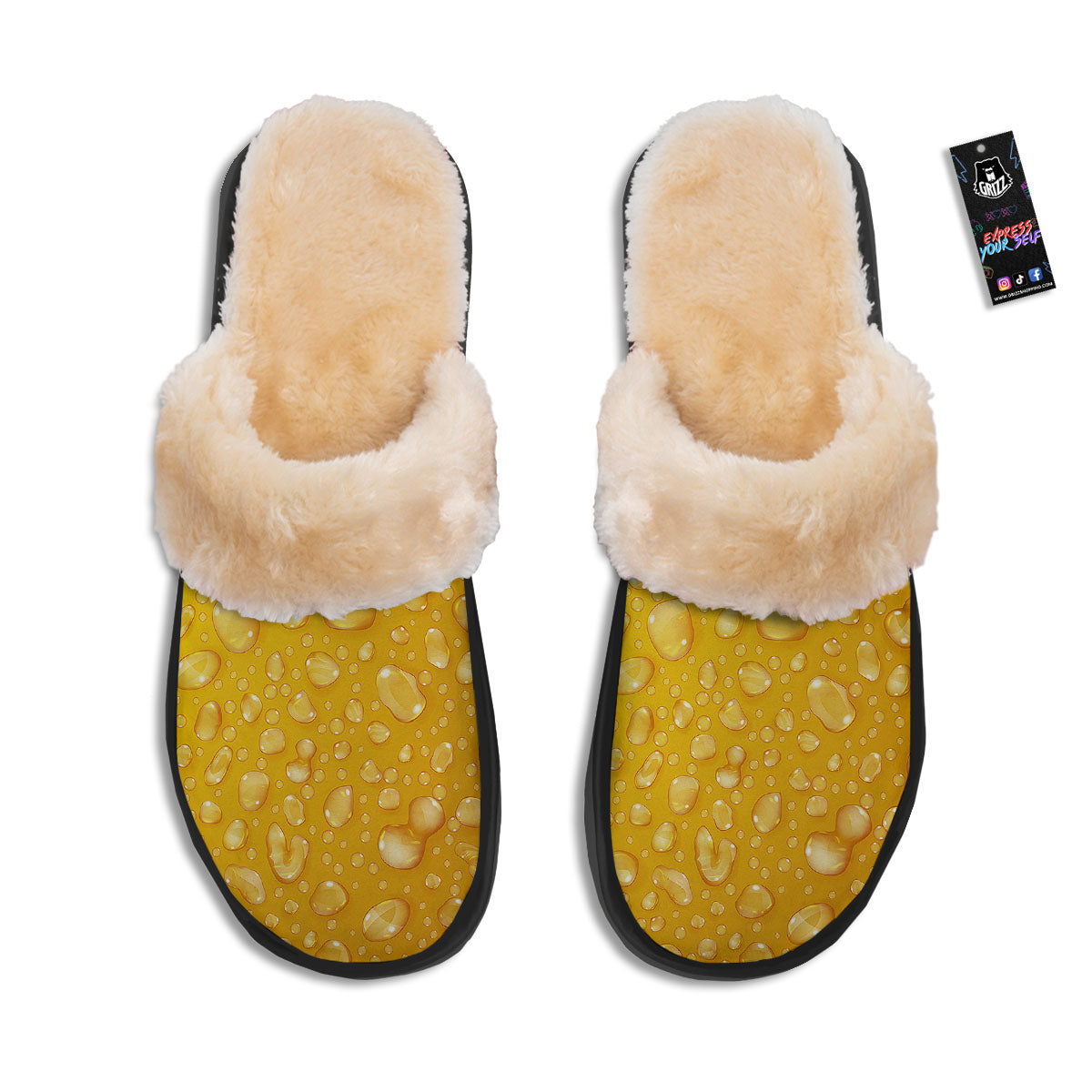 Drops Water On Beer Glass Print Slippers-grizzshop