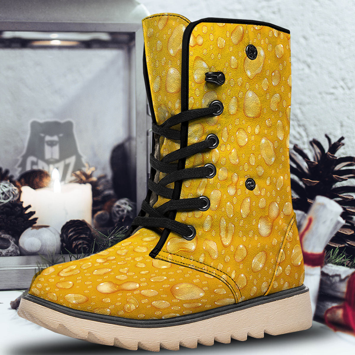 Drops Water On Beer Glass Print Snow Boots-grizzshop