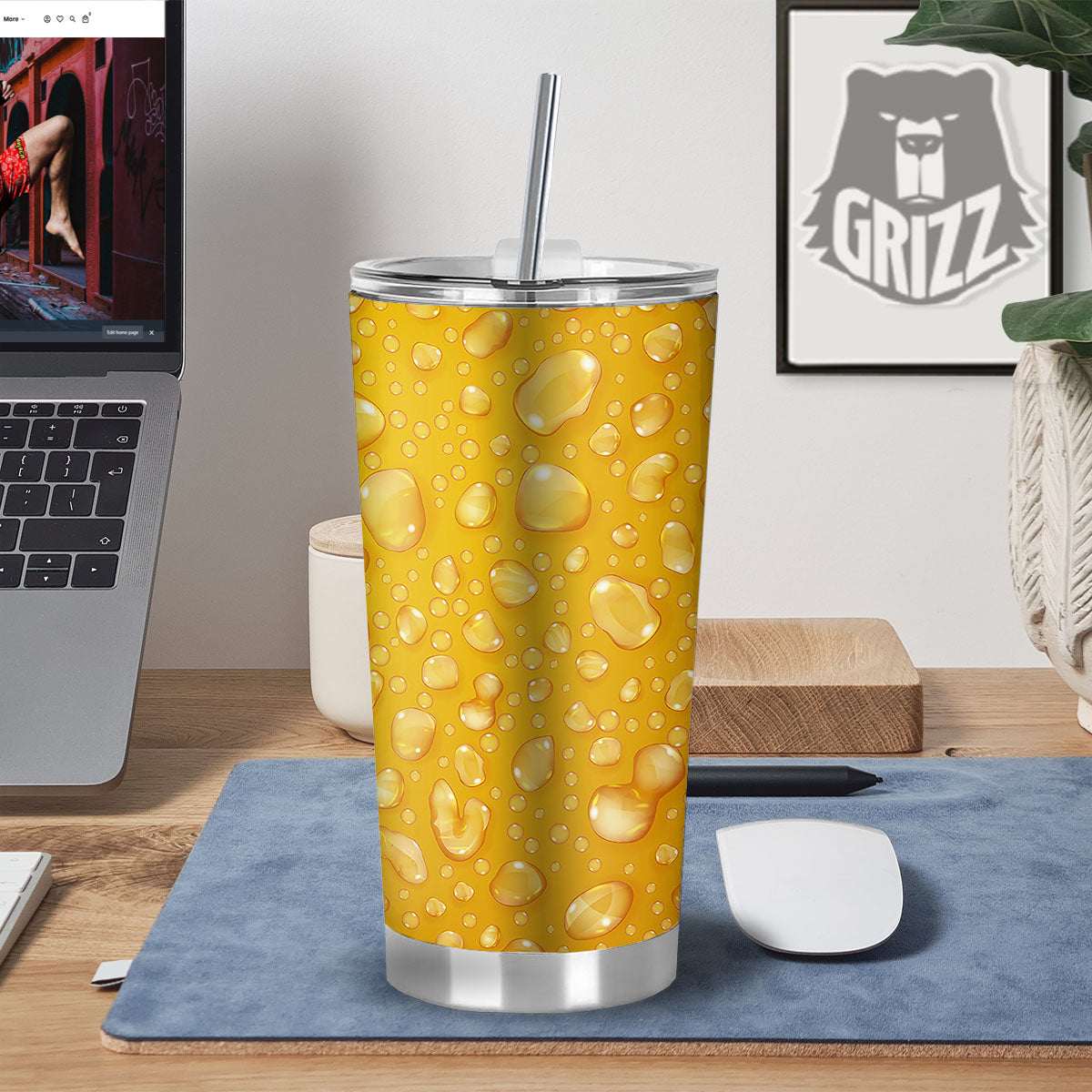 Drops Water On Beer Glass Print Tumbler-grizzshop