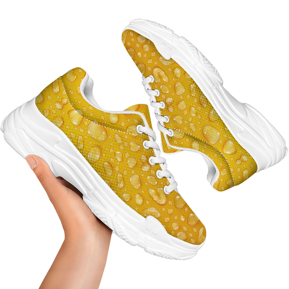 Drops Water On Beer Glass Print White Chunky Shoes-grizzshop
