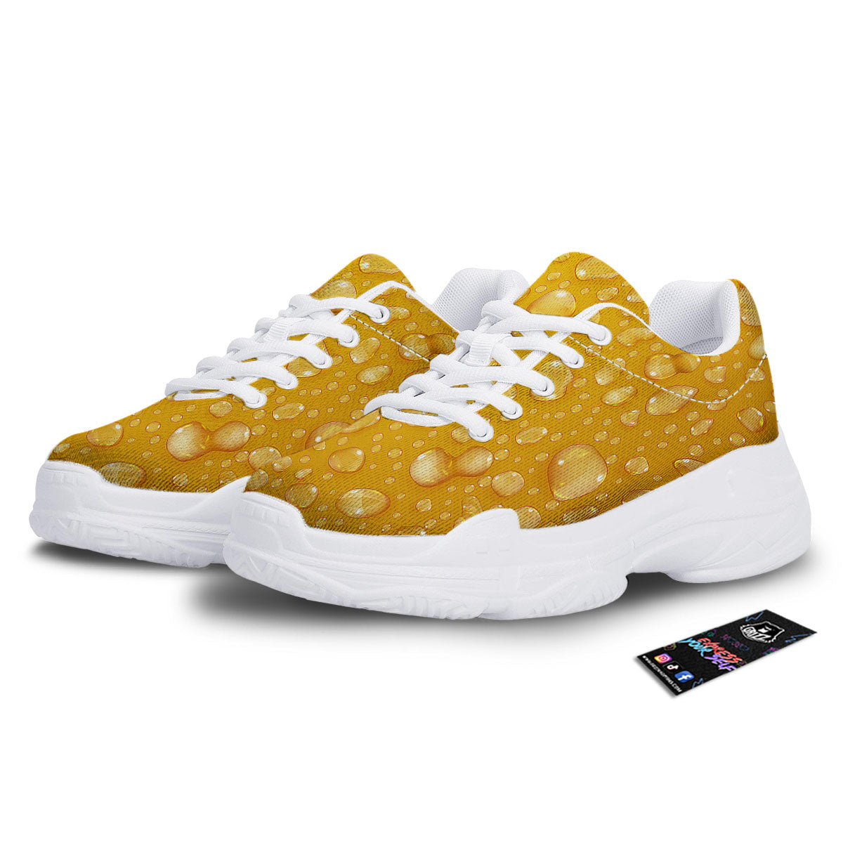 Drops Water On Beer Glass Print White Chunky Shoes-grizzshop