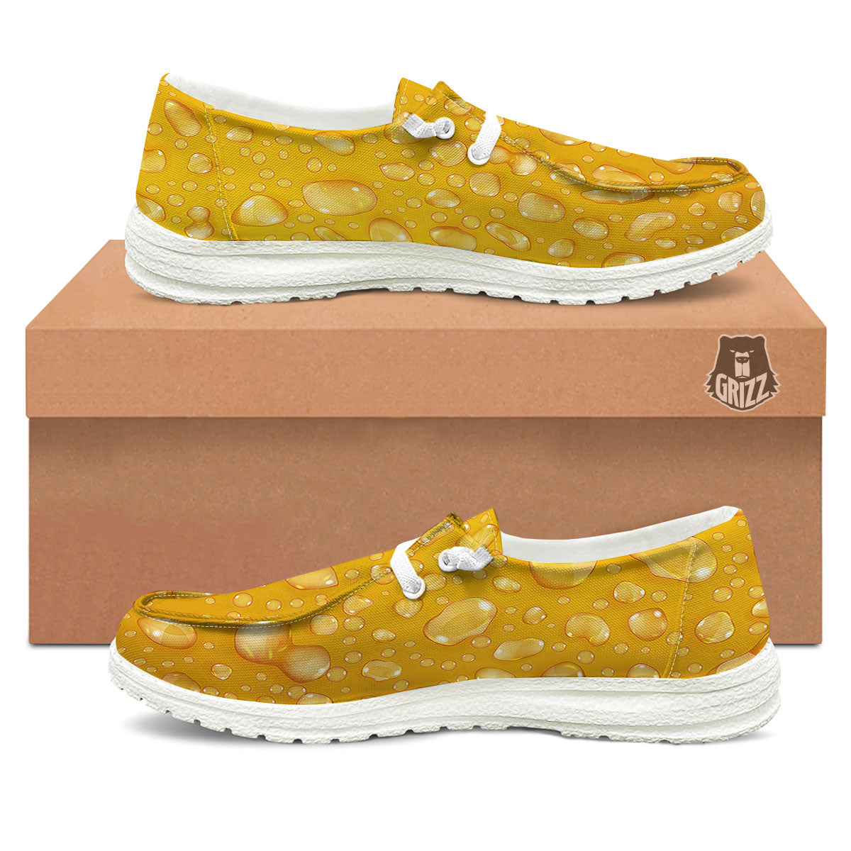 Drops Water On Beer Glass Print White Loafers-grizzshop