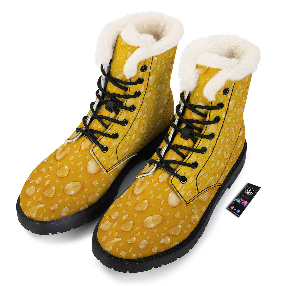 Drops Water On Beer Glass Print Winter Boots-grizzshop