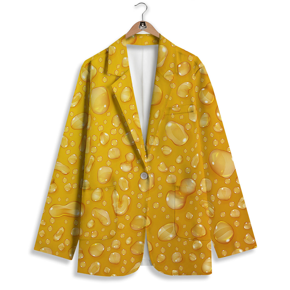 Drops Water On Beer Glass Print Women's Blazer-grizzshop