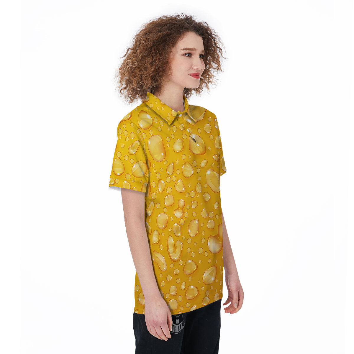 Drops Water On Beer Glass Print Women's Golf Shirts-grizzshop