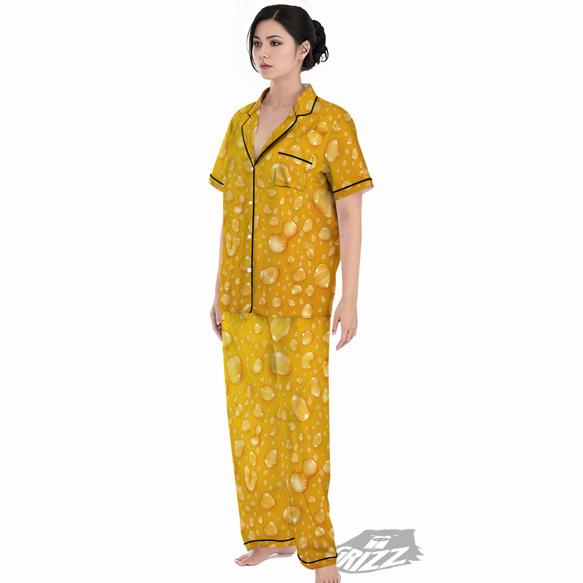 Drops Water On Beer Glass Print Women's Pajamas Set-grizzshop