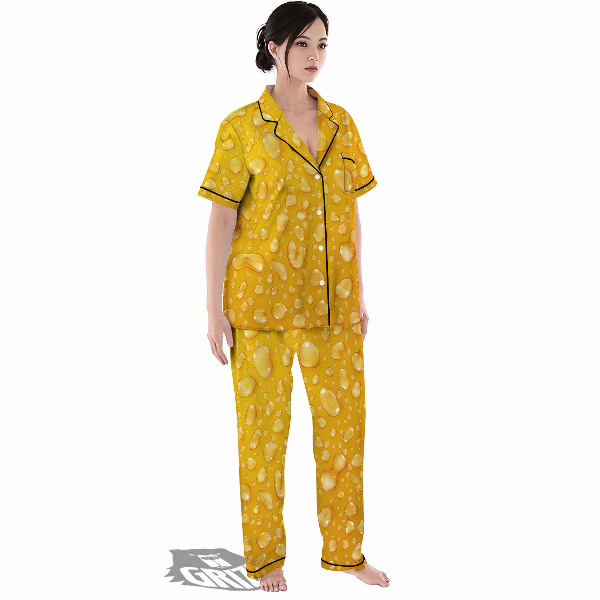 Drops Water On Beer Glass Print Women's Pajamas Set-grizzshop