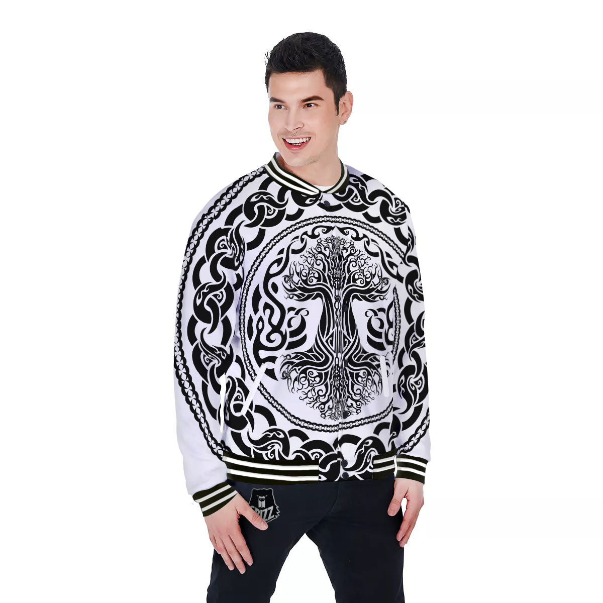 Druidic Yggdrasil Tree Print Baseball Jacket-grizzshop