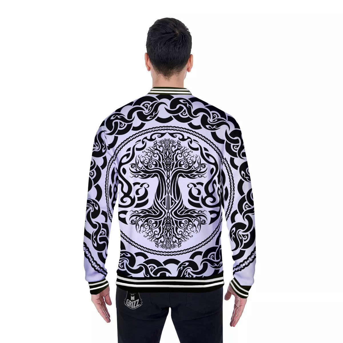 Druidic Yggdrasil Tree Print Baseball Jacket-grizzshop