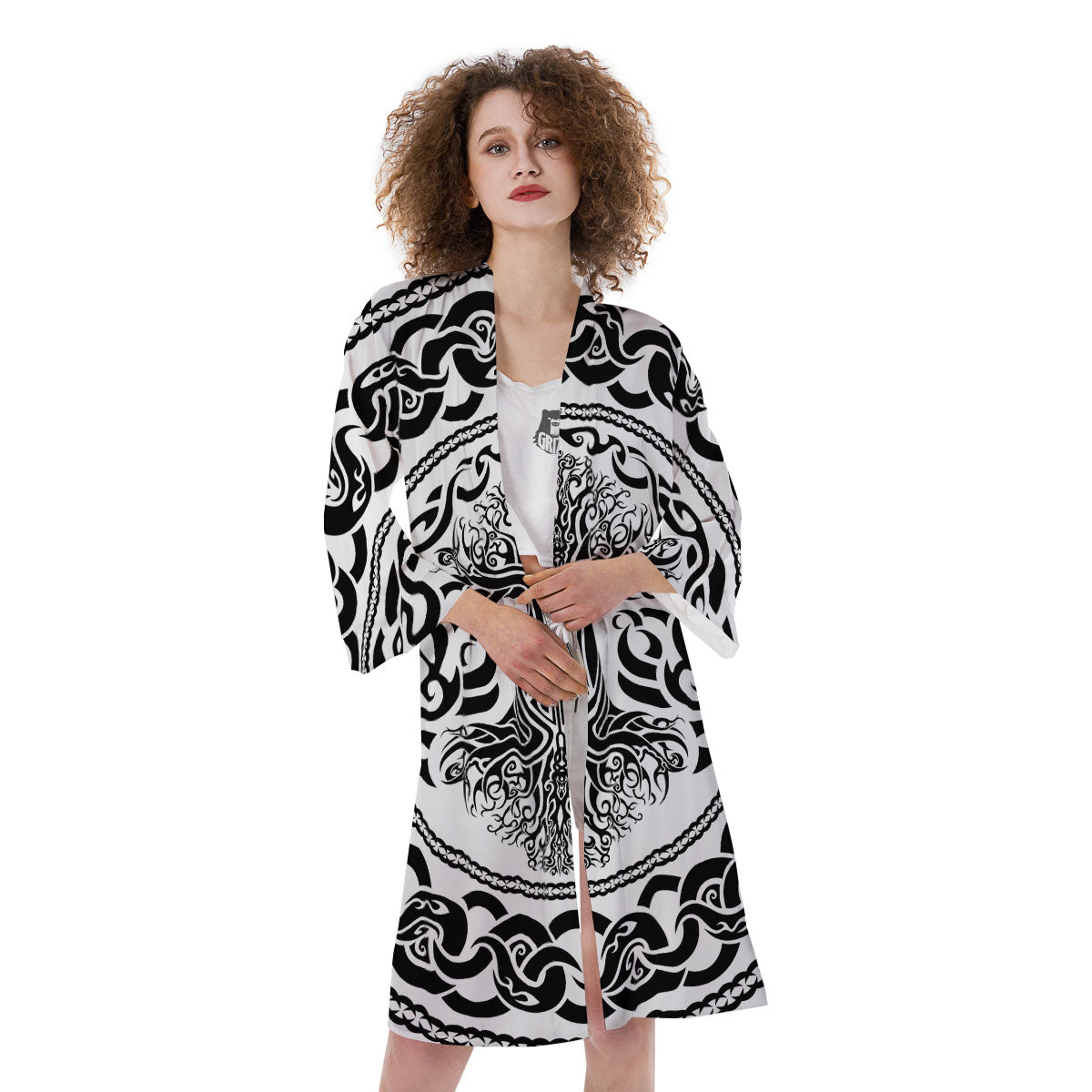 Druidic Yggdrasil Tree Print Kimono-grizzshop