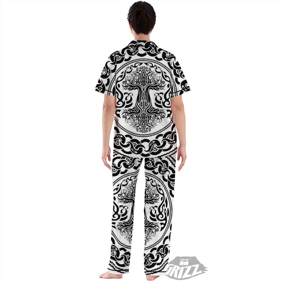 Druidic Yggdrasil Tree Print Women's Pajamas Set-grizzshop