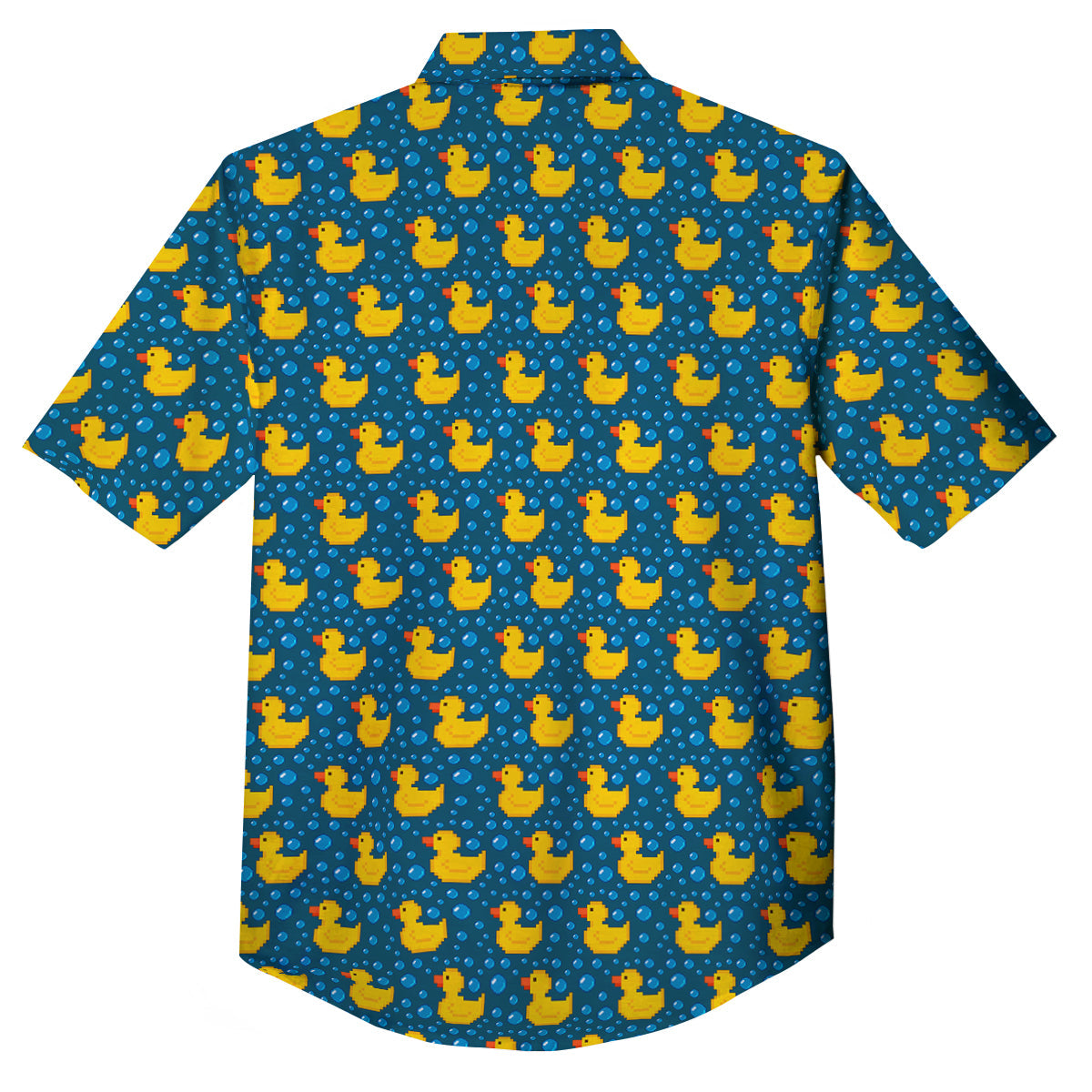 Duck 8-Bit Rubber Print Pattern Button Up Shirt-grizzshop