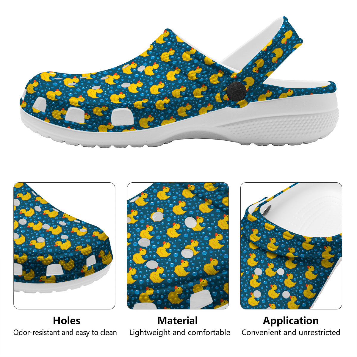 Duck 8-Bit Rubber Print Pattern Clog-grizzshop
