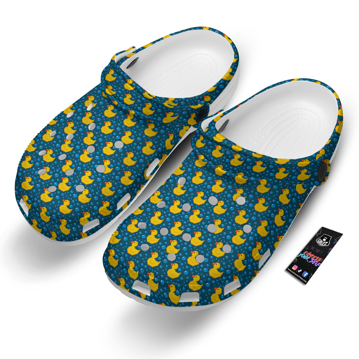 Duck 8-Bit Rubber Print Pattern Clog-grizzshop