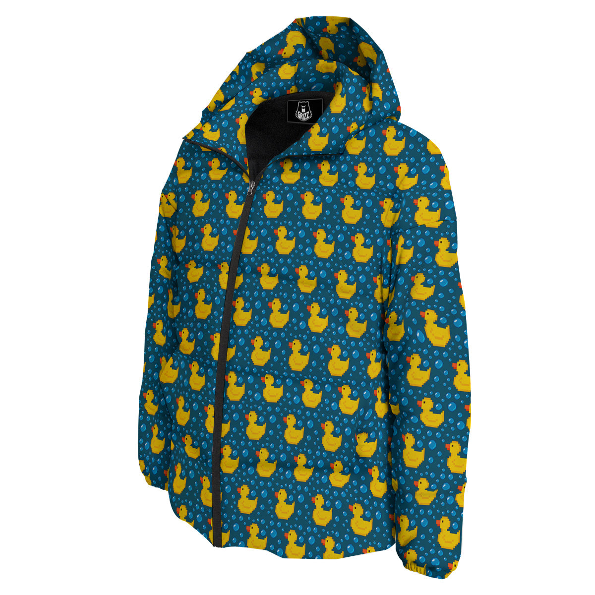 Duck 8-Bit Rubber Print Pattern Down Jacket-grizzshop