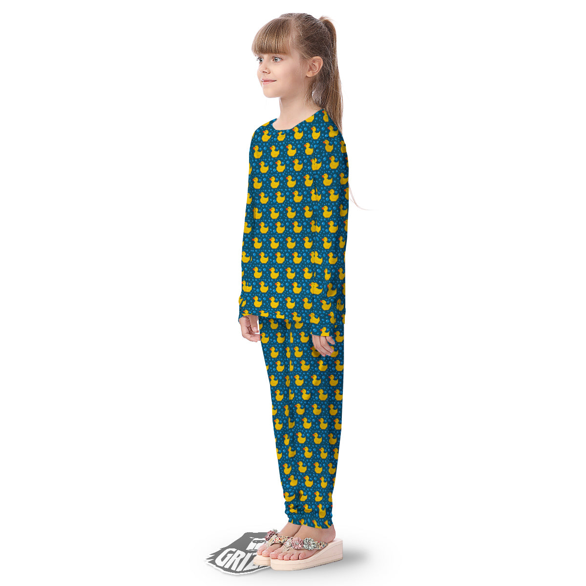 Duck 8-Bit Rubber Print Pattern Kid's Pajamas-grizzshop