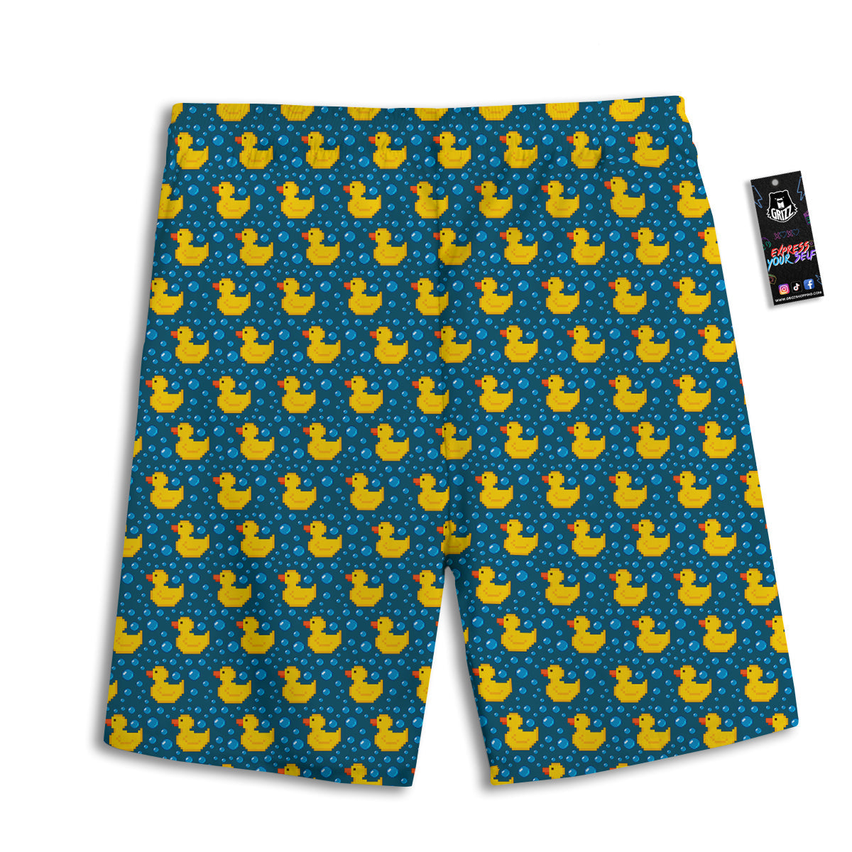 Duck 8-Bit Rubber Print Pattern Men's Athletic Shorts
