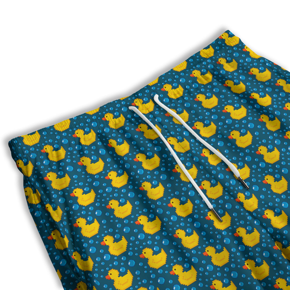 Duck 8-Bit Rubber Print Pattern Men's Athletic Shorts