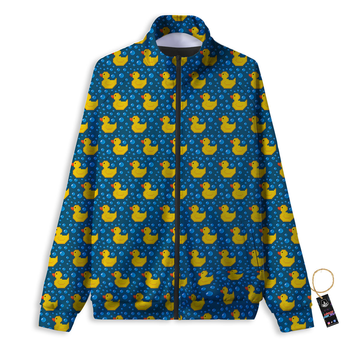 Duck 8-Bit Rubber Print Pattern Track Jacket-grizzshop