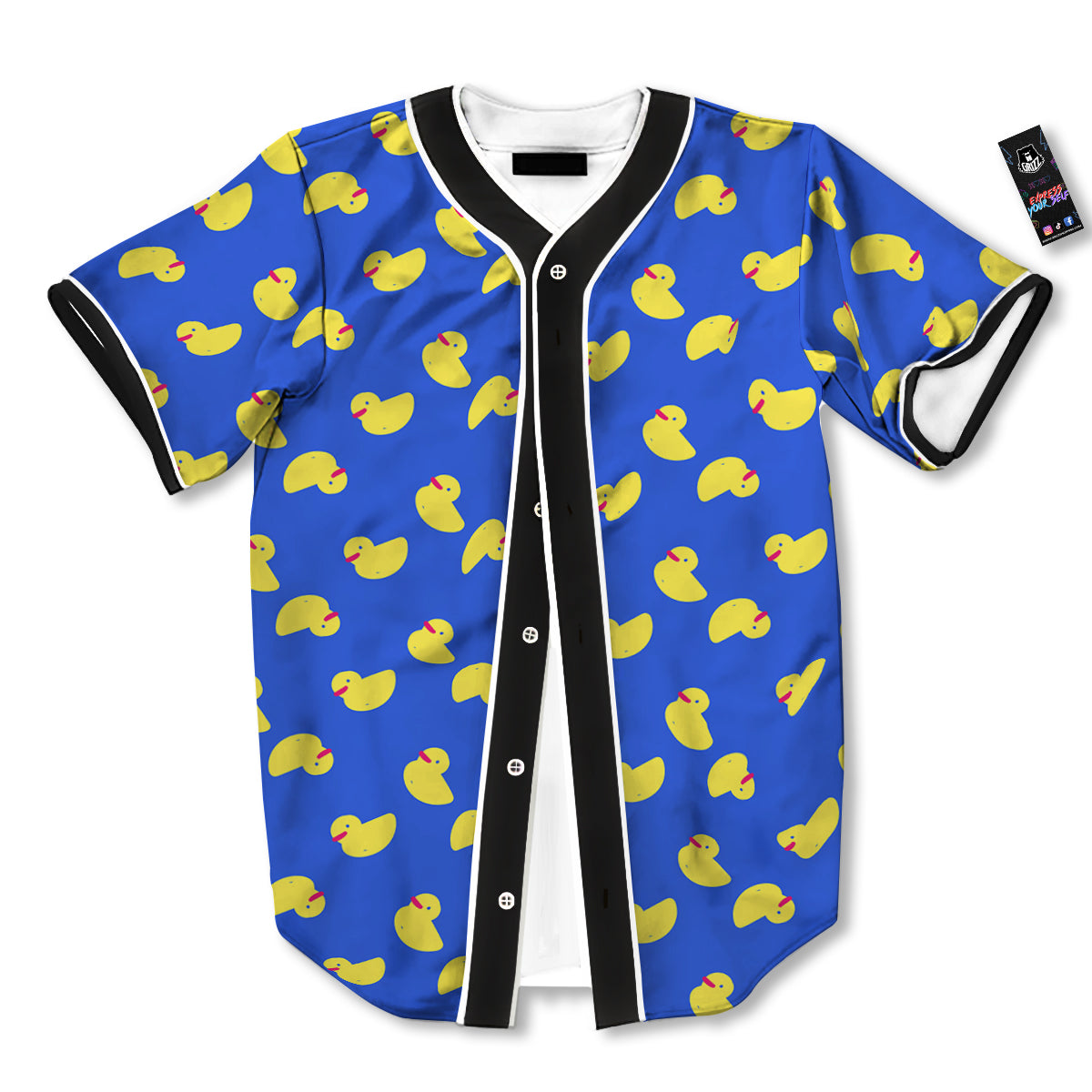Duck Blue Yellow Print Pattern Baseball Jersey-grizzshop