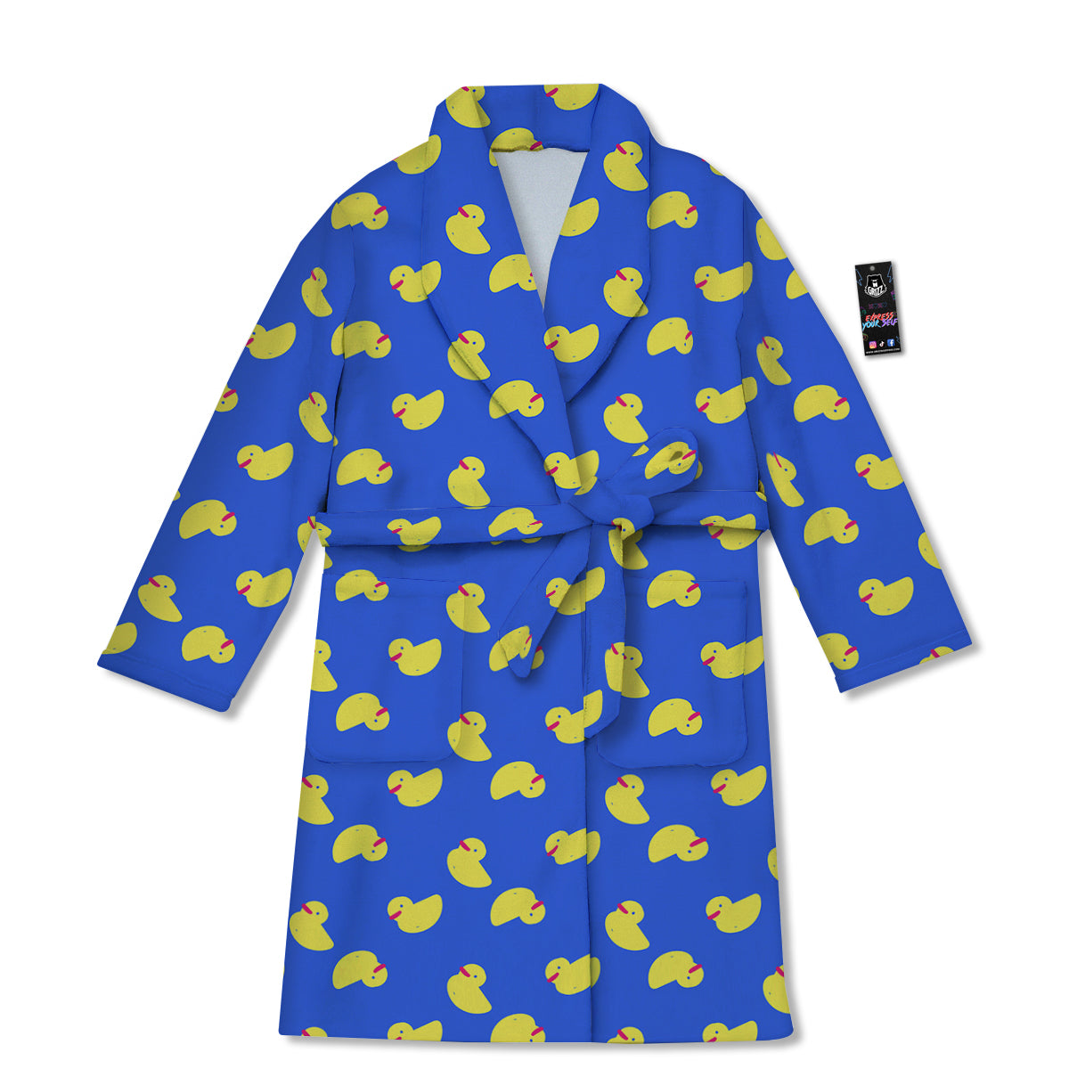 Duck Blue Yellow Print Pattern Bathrobe-grizzshop