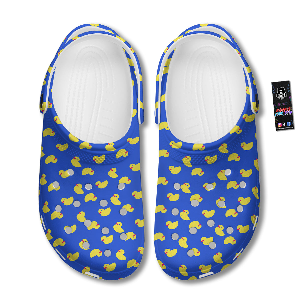 Duck Blue Yellow Print Pattern Clog-grizzshop
