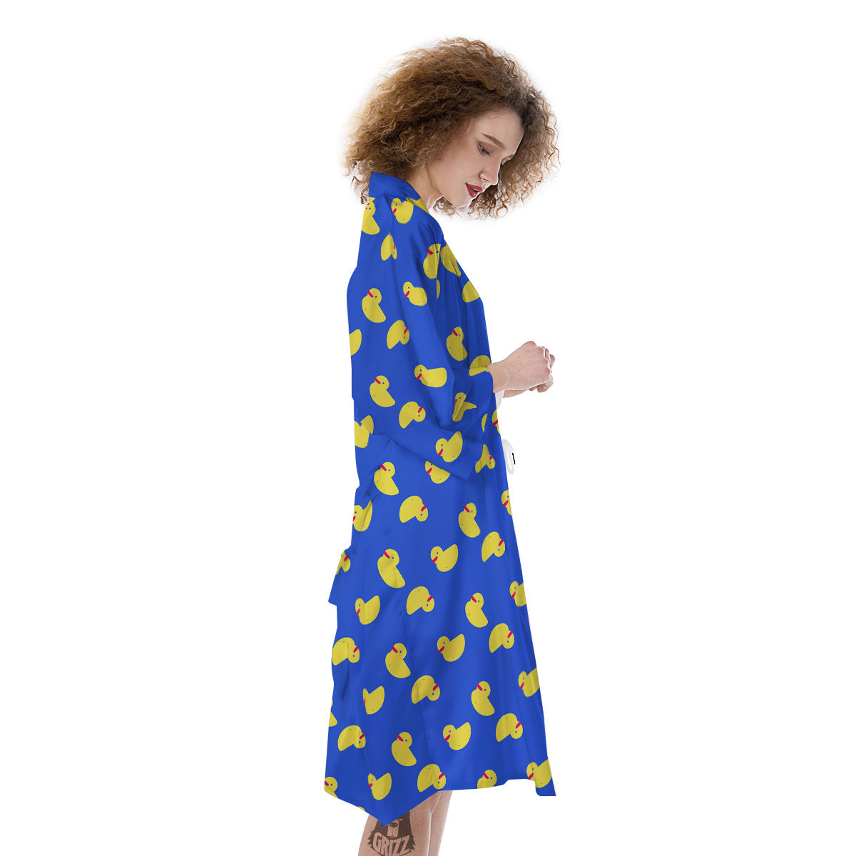 Duck Blue Yellow Print Pattern Kimono-grizzshop