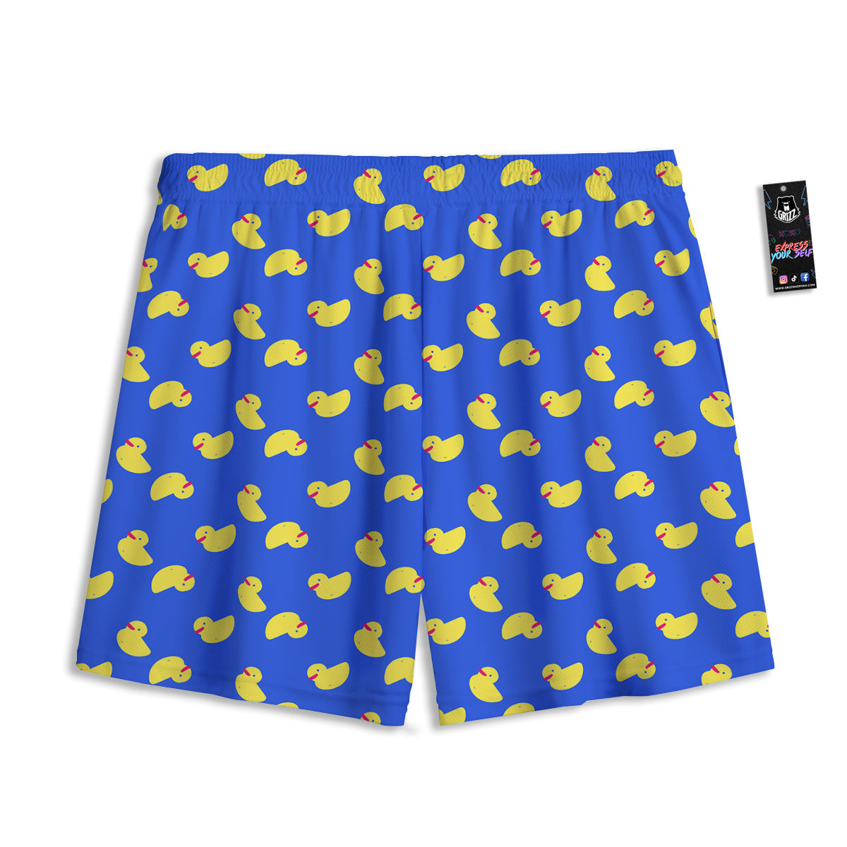 Duck Blue Yellow Print Pattern Mesh Shorts