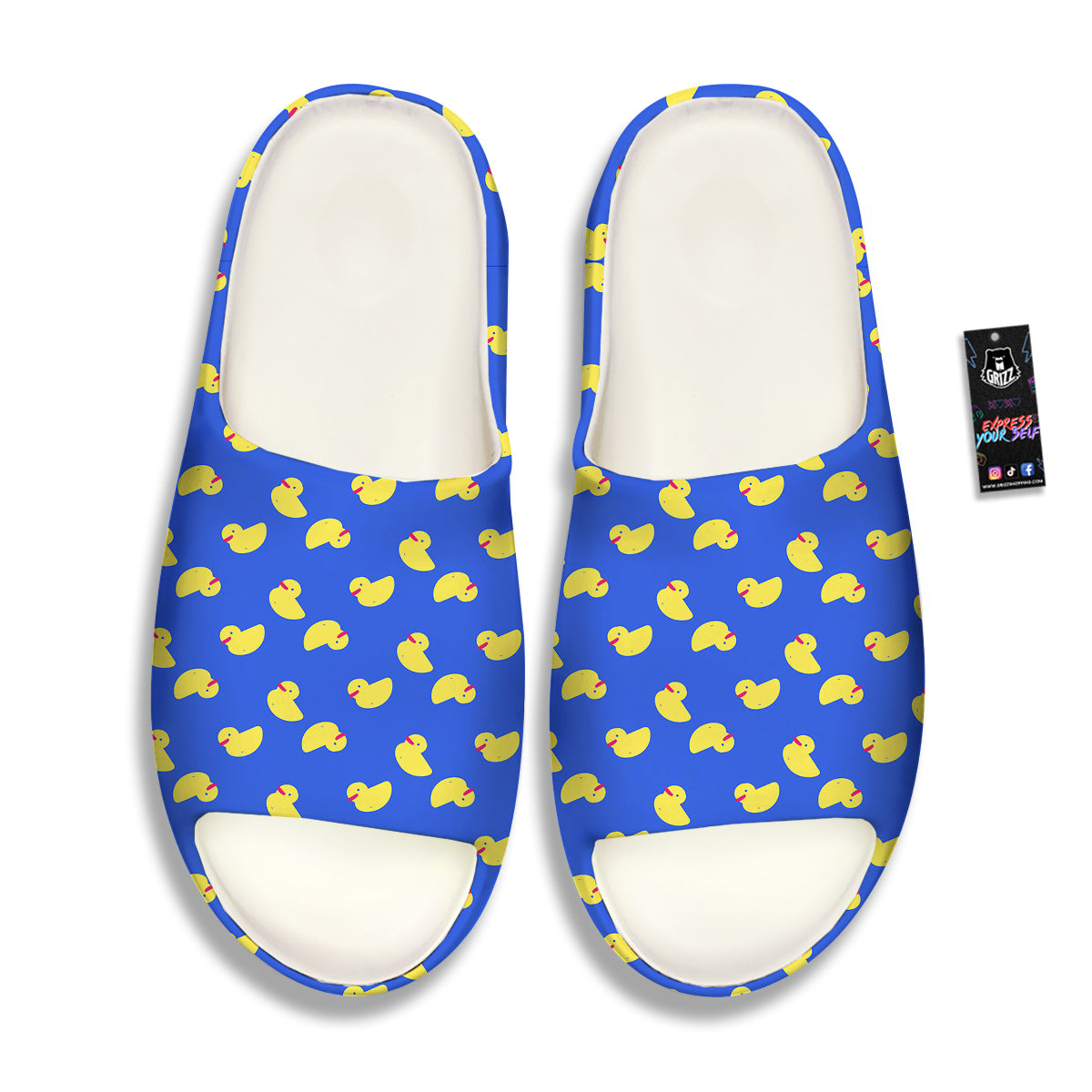 Duck Blue Yellow Print Pattern Sandals-grizzshop