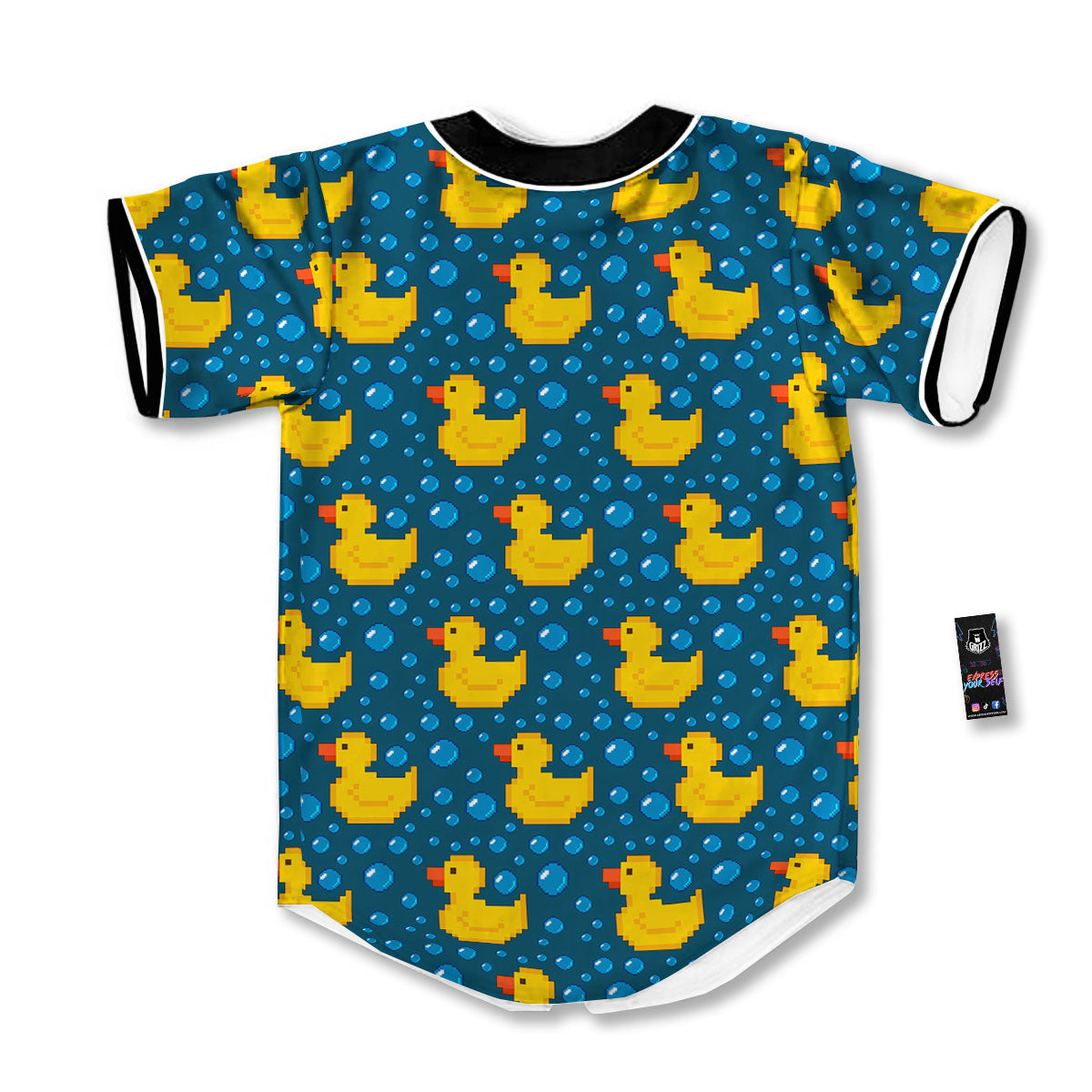 Duck Rubber Pixel Print Pattern Baseball Jersey-grizzshop