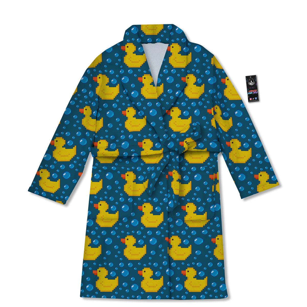 Duck Rubber Pixel Print Pattern Bathrobe-grizzshop