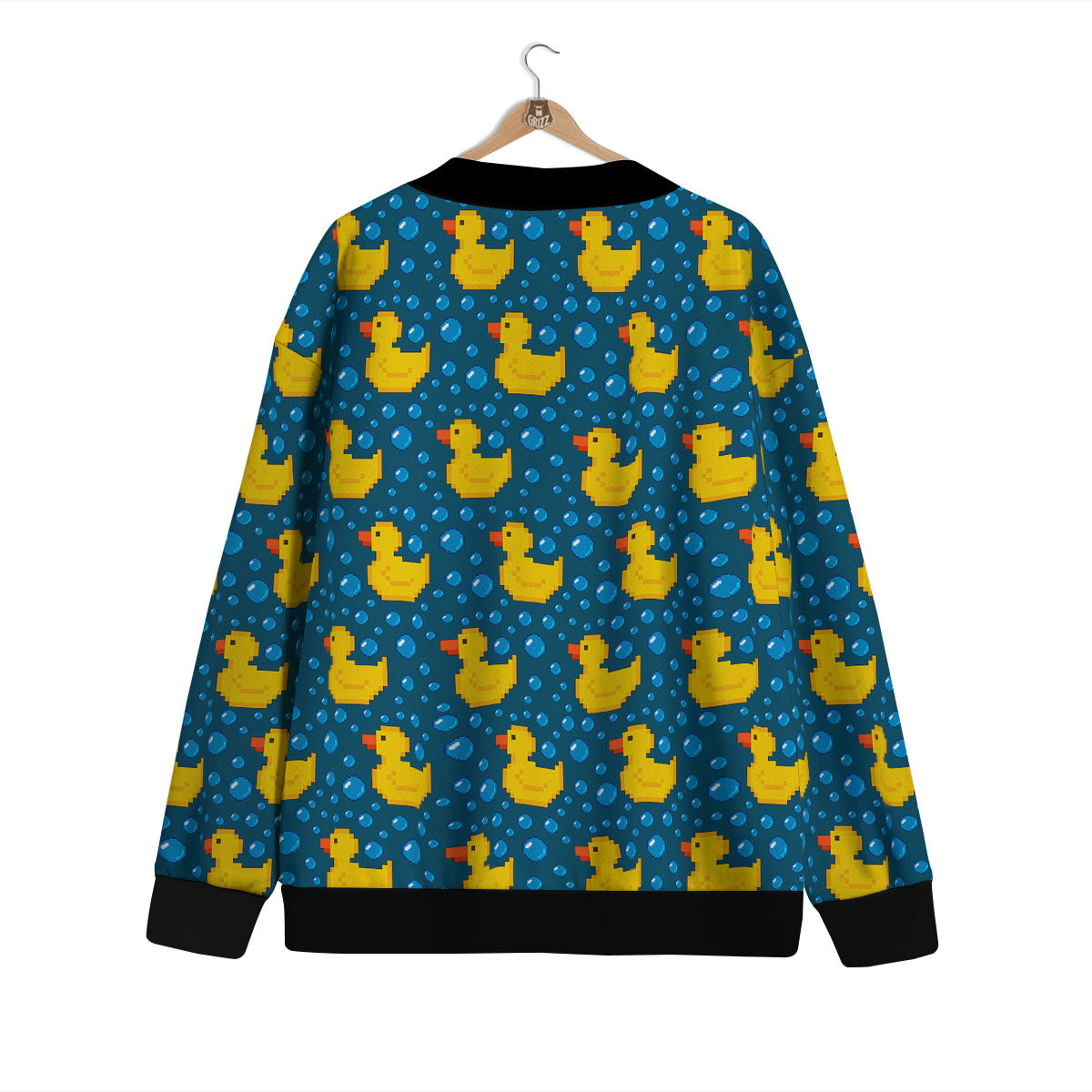 Duck Rubber Pixel Print Pattern Cardigan-grizzshop