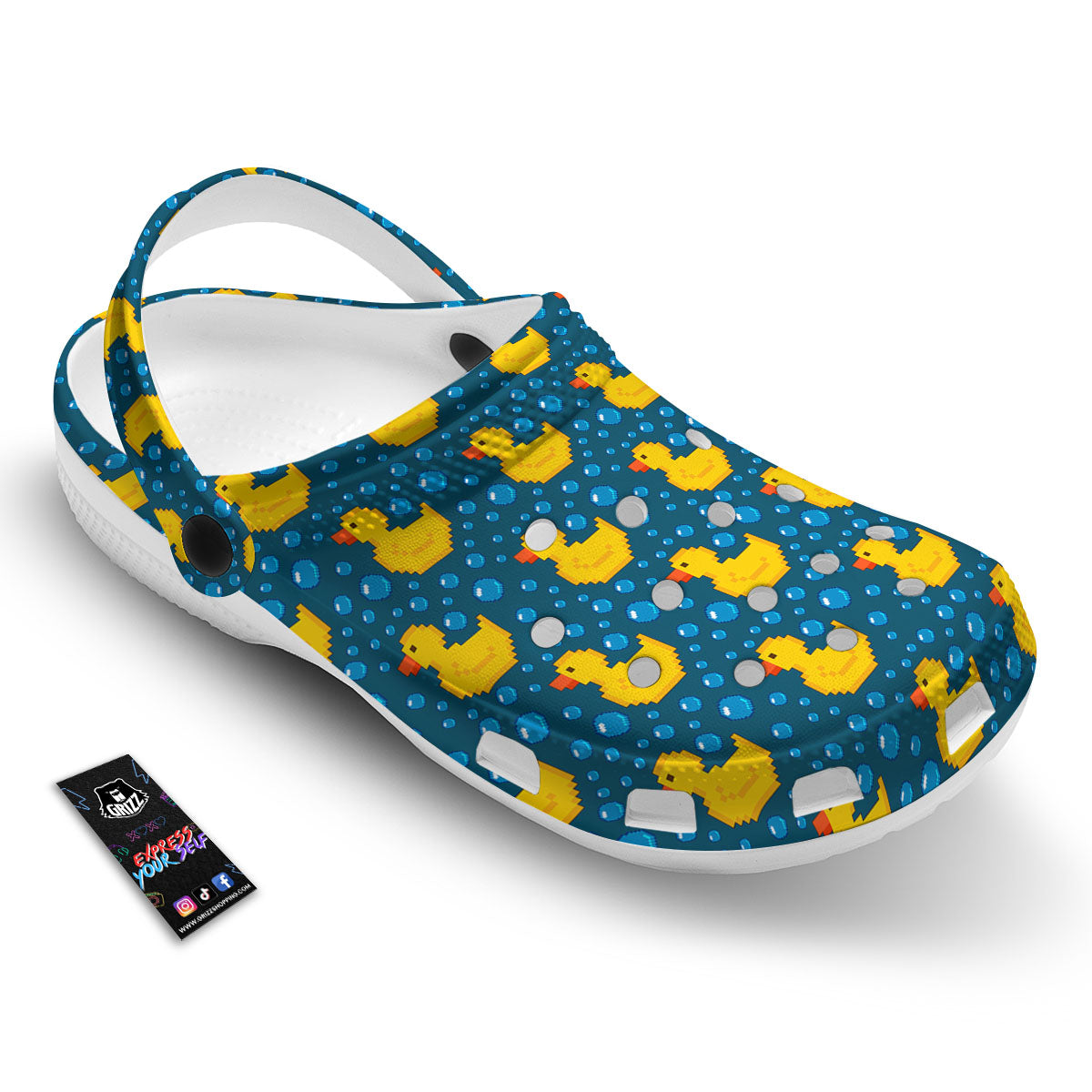 Duck Rubber Pixel Print Pattern Clog-grizzshop
