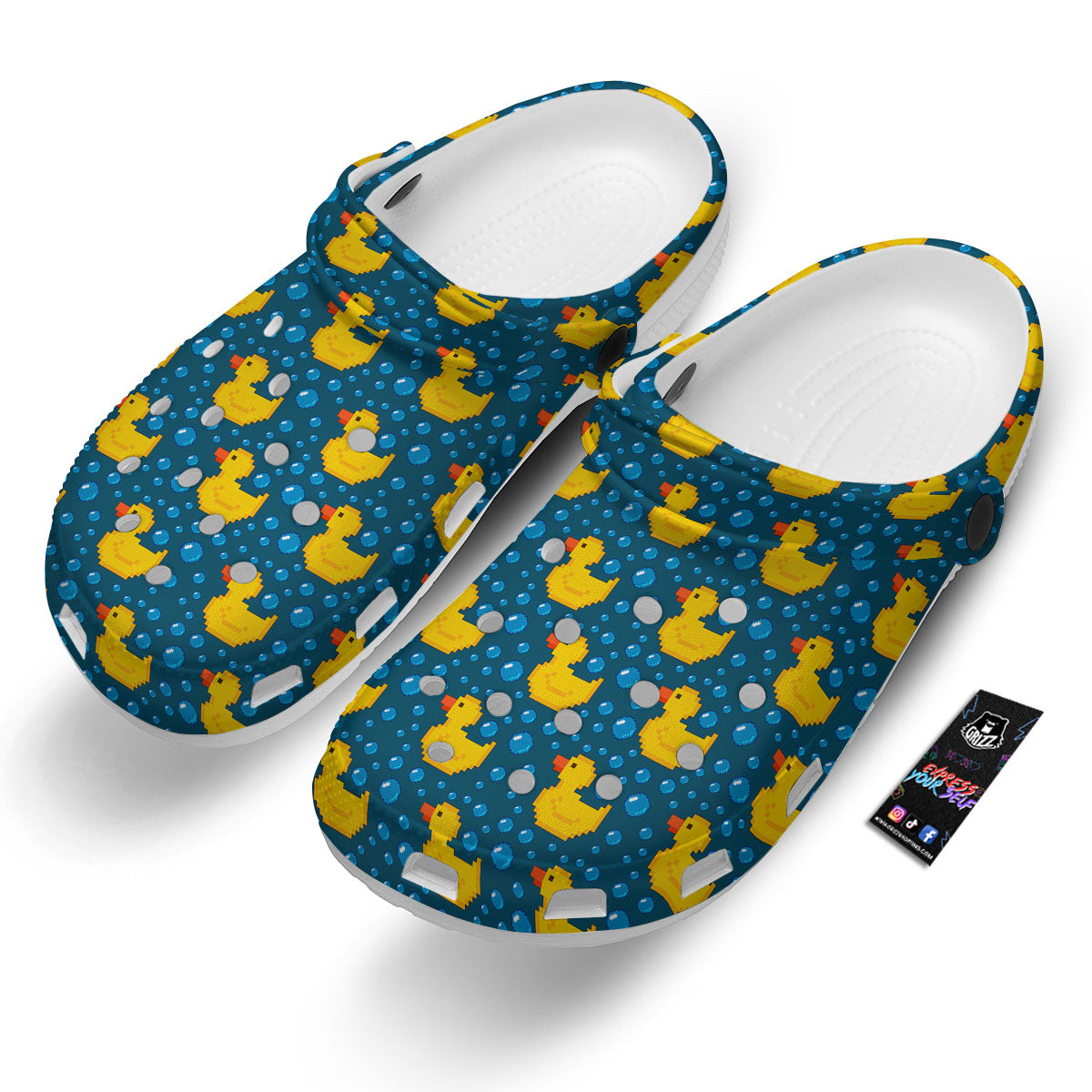 Duck Rubber Pixel Print Pattern Clog-grizzshop