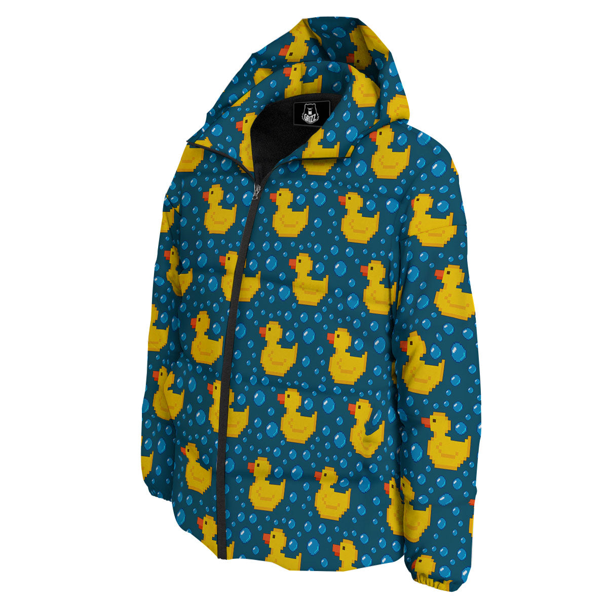 Duck Rubber Pixel Print Pattern Down Jacket-grizzshop