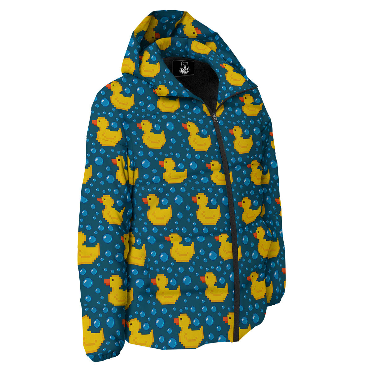 Duck Rubber Pixel Print Pattern Down Jacket-grizzshop