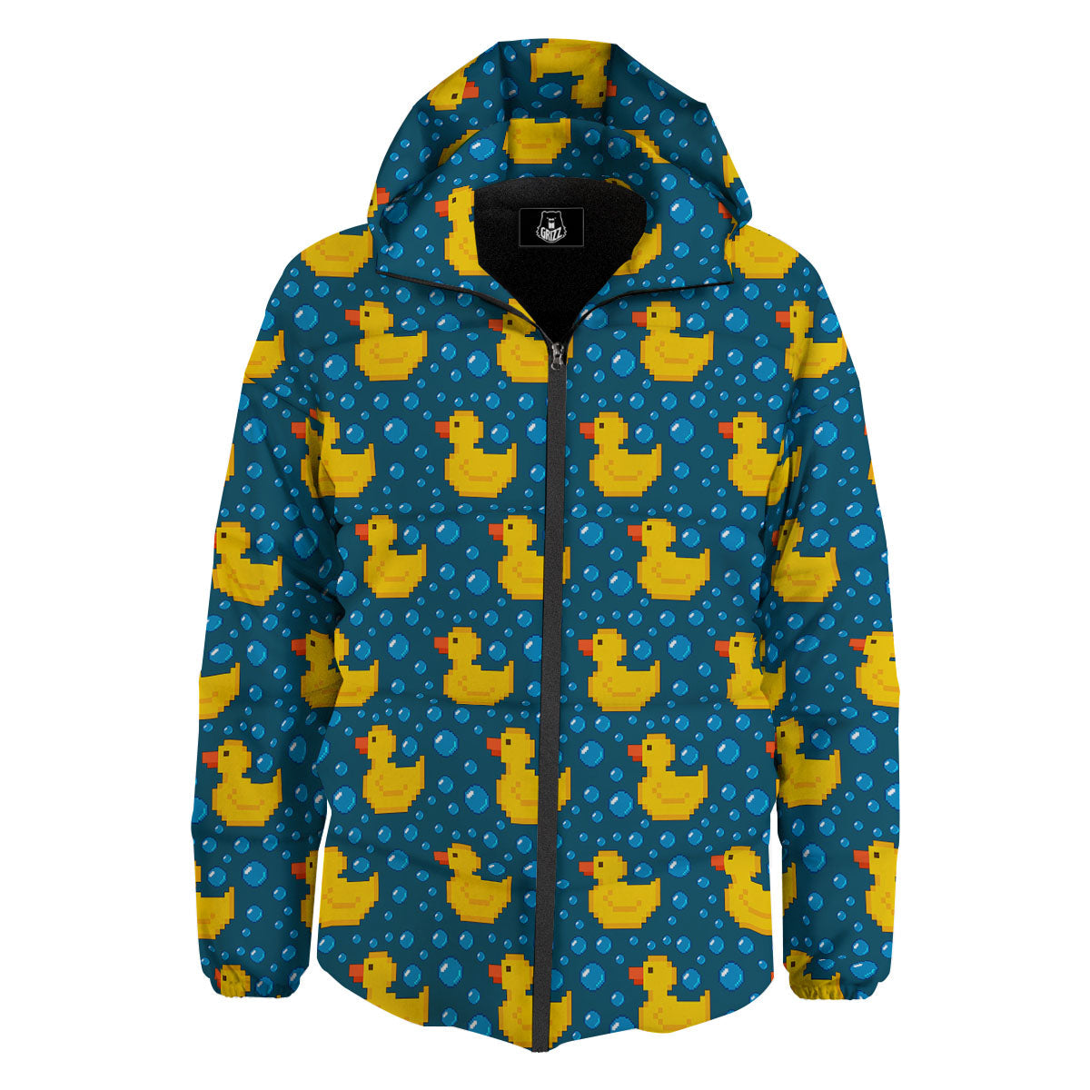 Duck Rubber Pixel Print Pattern Down Jacket-grizzshop
