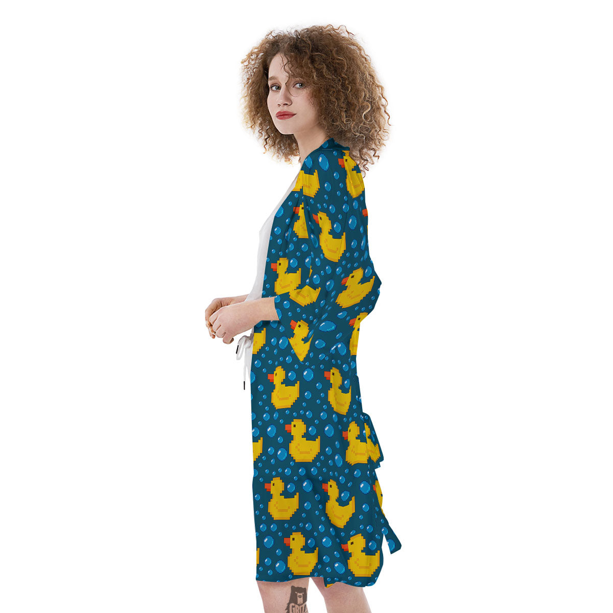 Duck Rubber Pixel Print Pattern Kimono-grizzshop