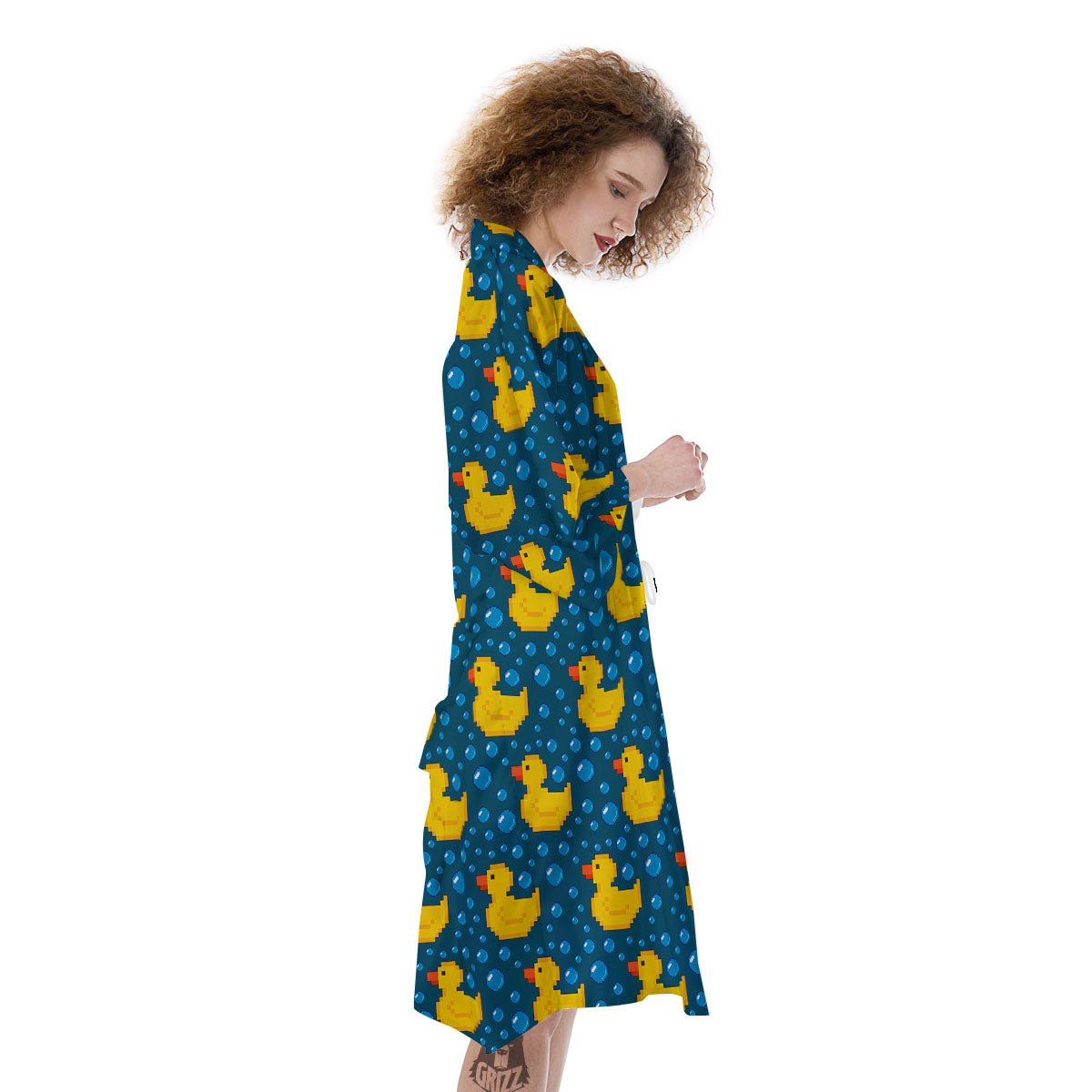Duck Rubber Pixel Print Pattern Kimono-grizzshop
