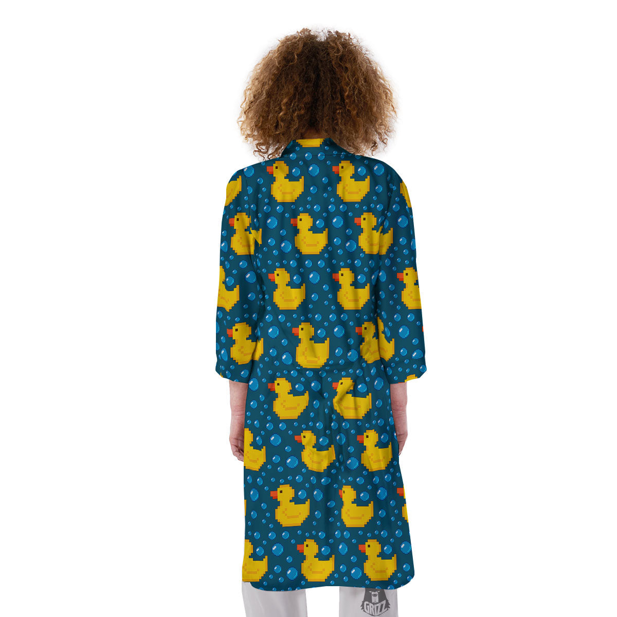 Duck Rubber Pixel Print Pattern Kimono-grizzshop
