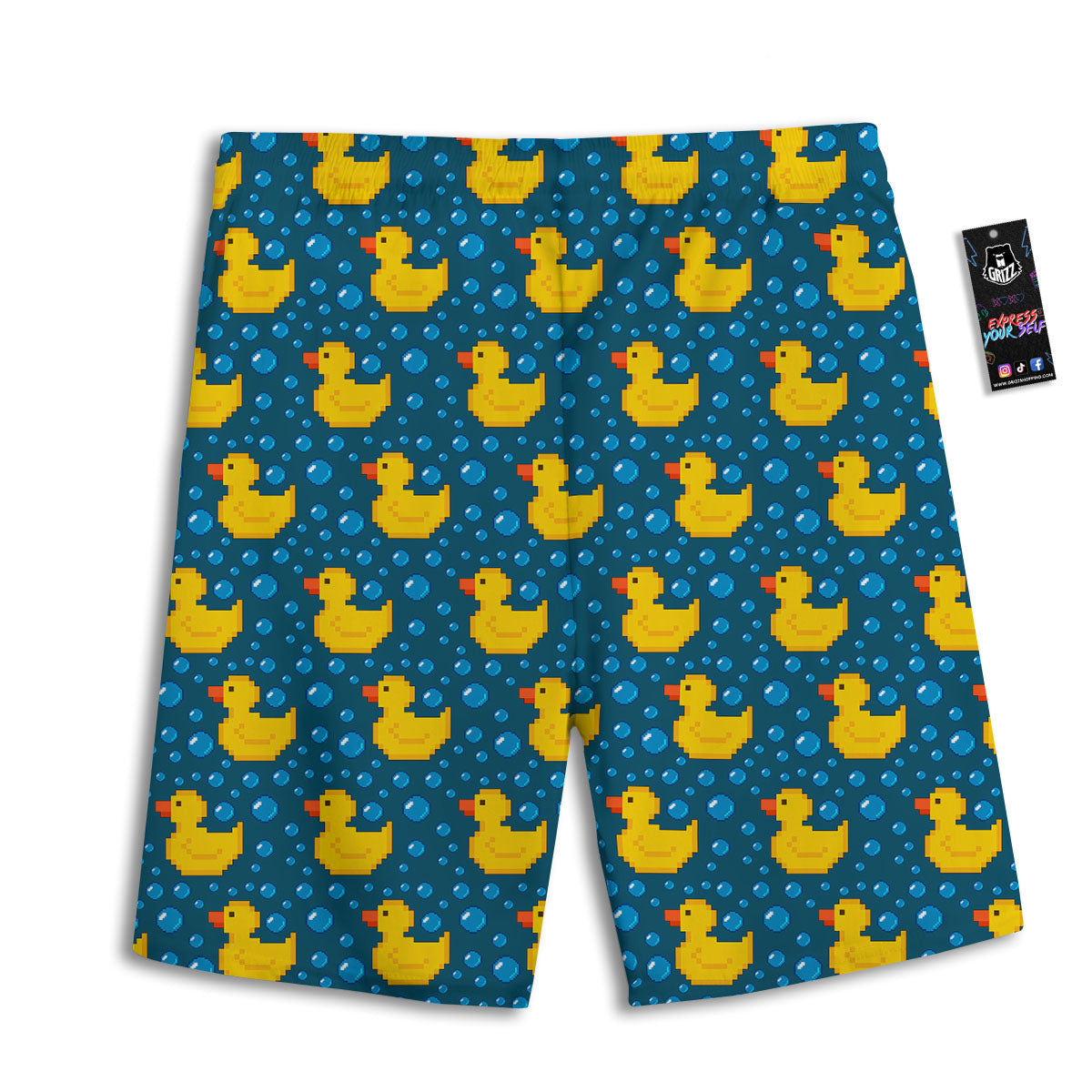 Duck Rubber Pixel Print Pattern Men's Athletic Shorts