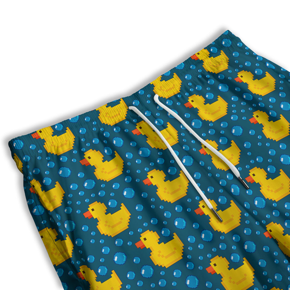 Duck Rubber Pixel Print Pattern Men's Athletic Shorts