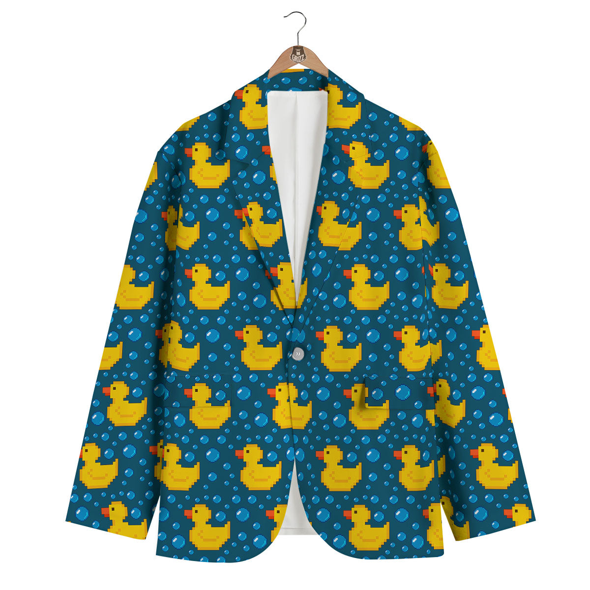 Duck Rubber Pixel Print Pattern Men's Blazer-grizzshop
