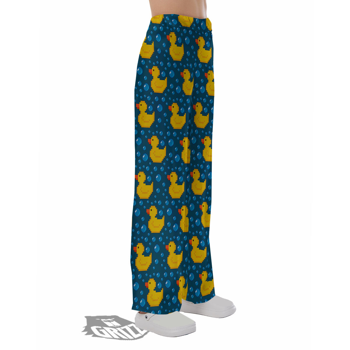 Duck Rubber Pixel Print Pattern Pajama Pants-grizzshop