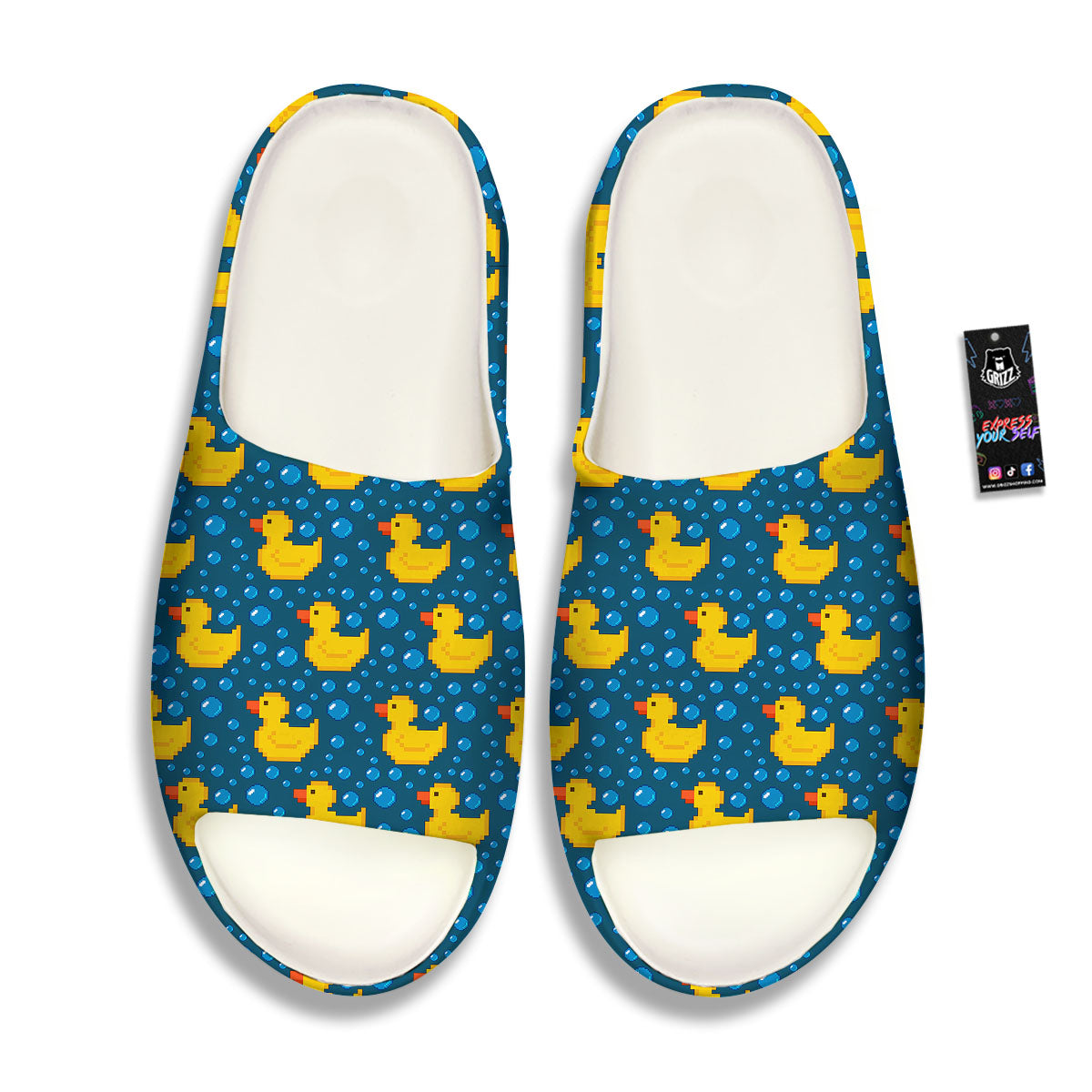 Duck Rubber Pixel Print Pattern Sandals-grizzshop