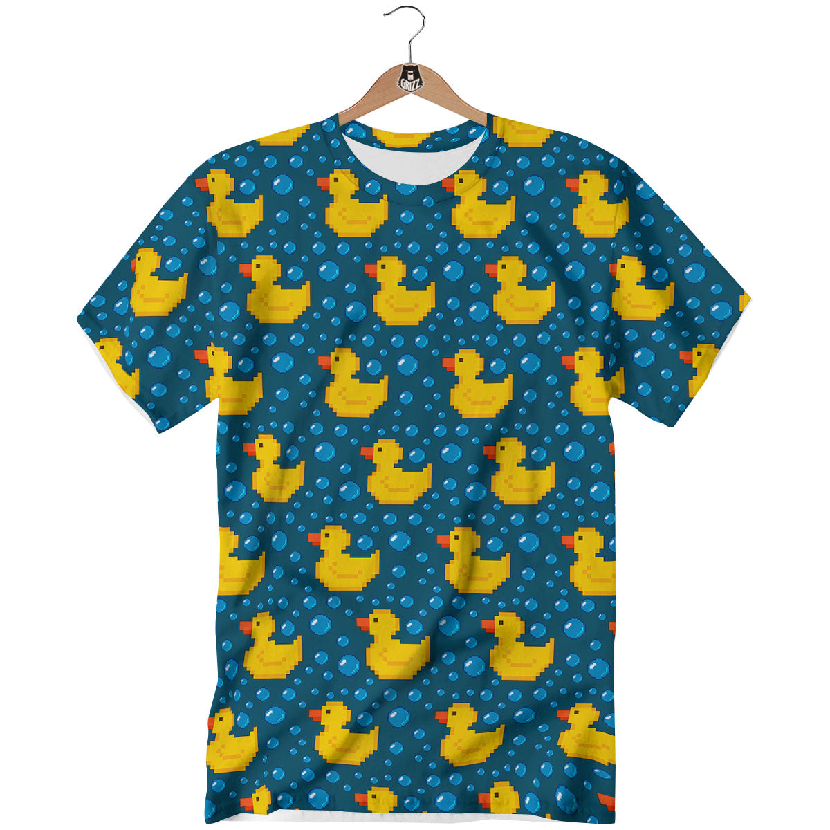 Duck Rubber Pixel Print Pattern T-Shirt-grizzshop