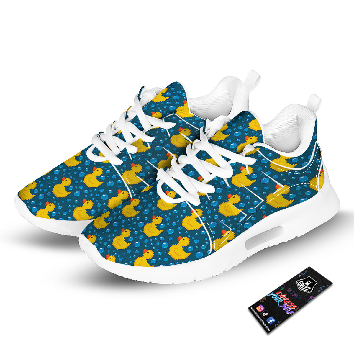 Duck Rubber Pixel Print Pattern Tennis Shoes-grizzshop