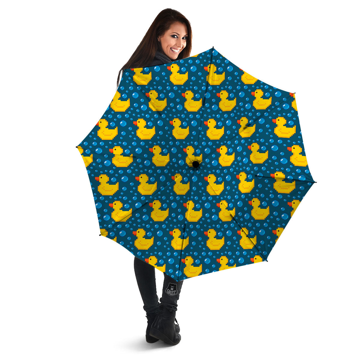 Duck Rubber Pixel Print Pattern Umbrella-grizzshop